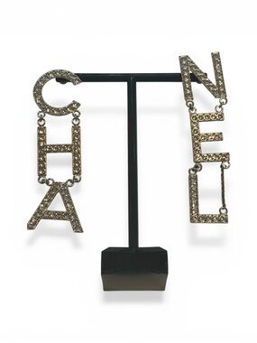 Chanel Authentic Crystal Cha-Nel Drop Earrings
